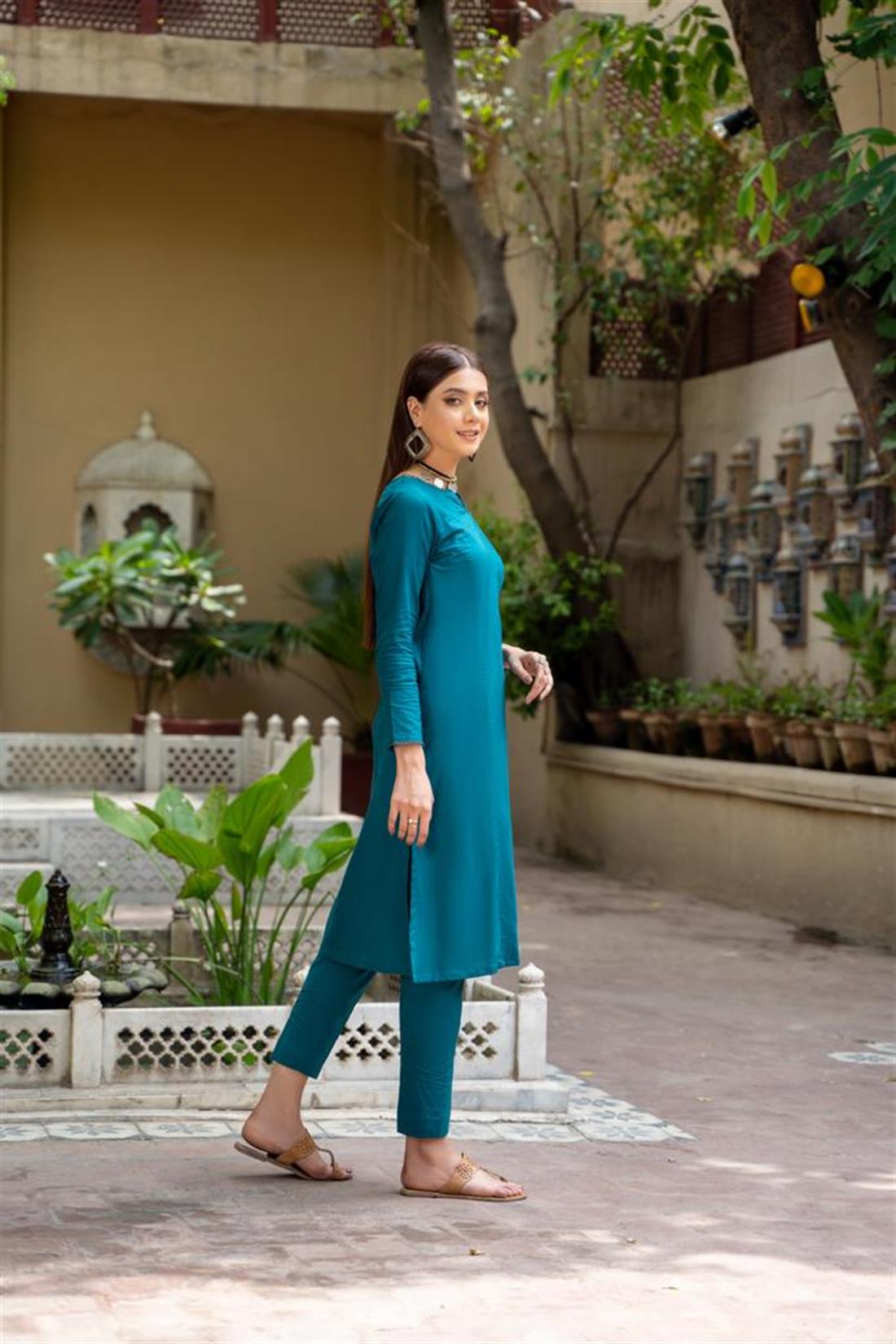 Teal 2 Piece Soft Cotton Readymade Salwar Suit