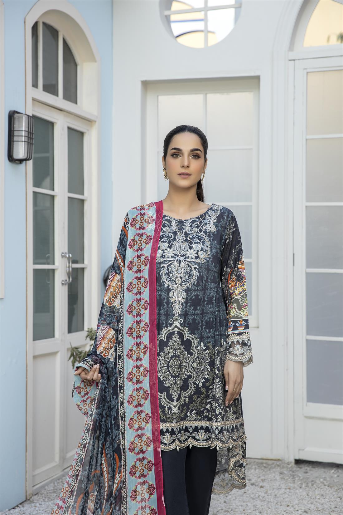 3 Piece Readymade Embroidered Salwar Suit with Dupatta