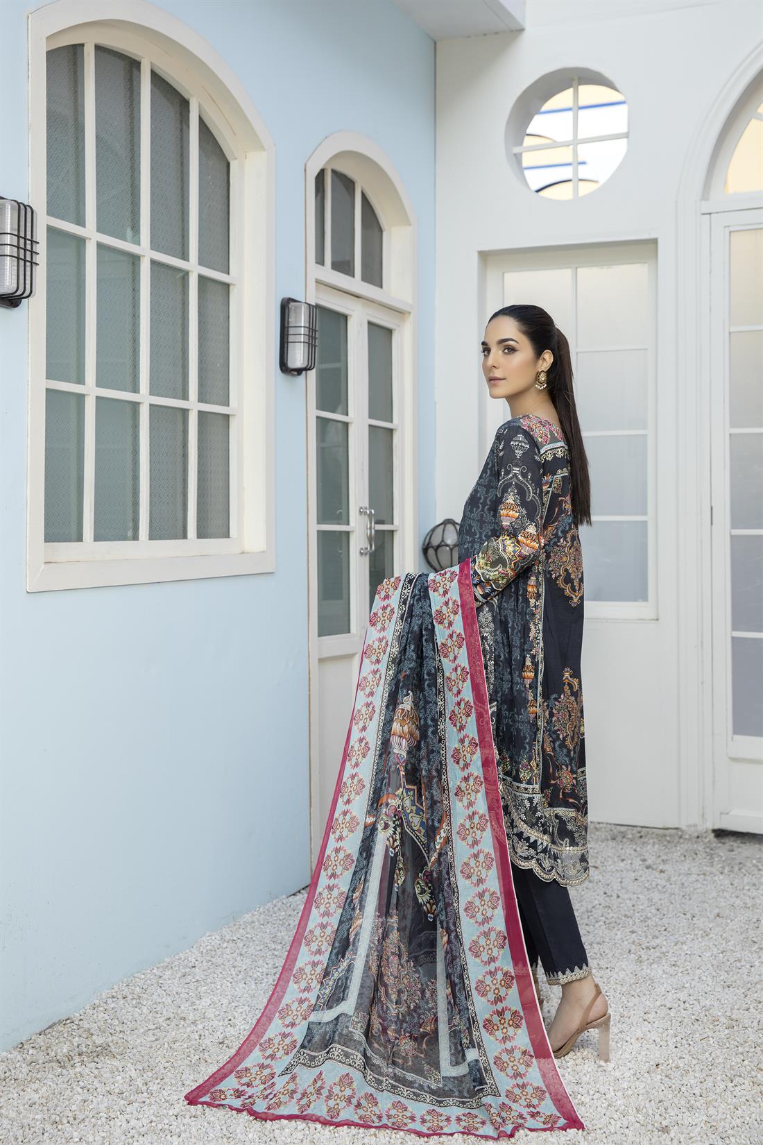 3 Piece Readymade Embroidered Salwar Suit with Dupatta