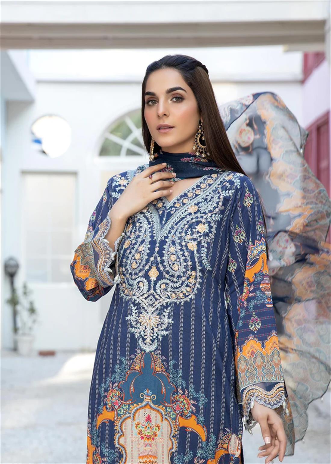 3 Piece Readymade Embroidered Salwar Suit with Dupatta