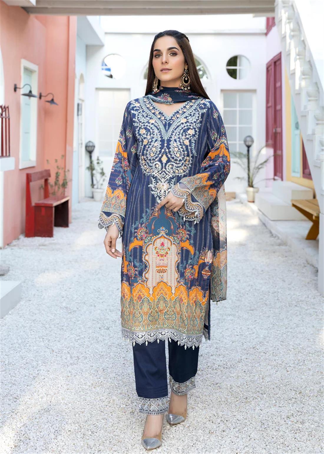 3 Piece Readymade Embroidered Salwar Suit with Dupatta