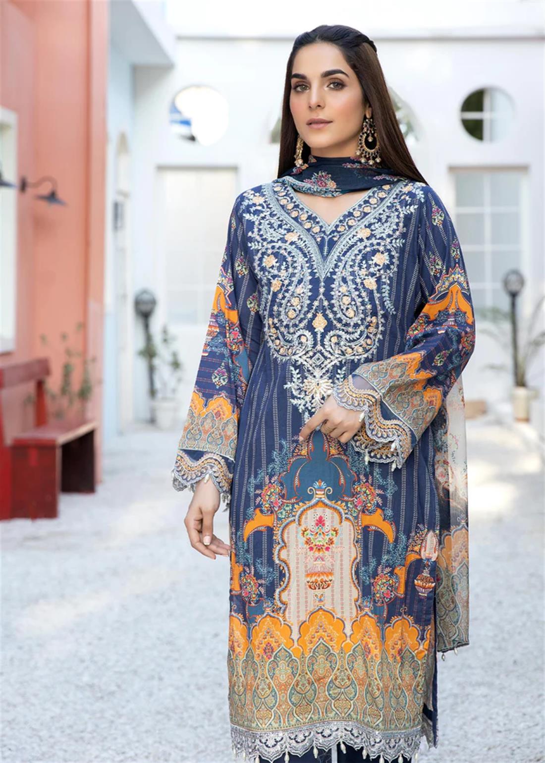3 Piece Readymade Embroidered Salwar Suit with Dupatta