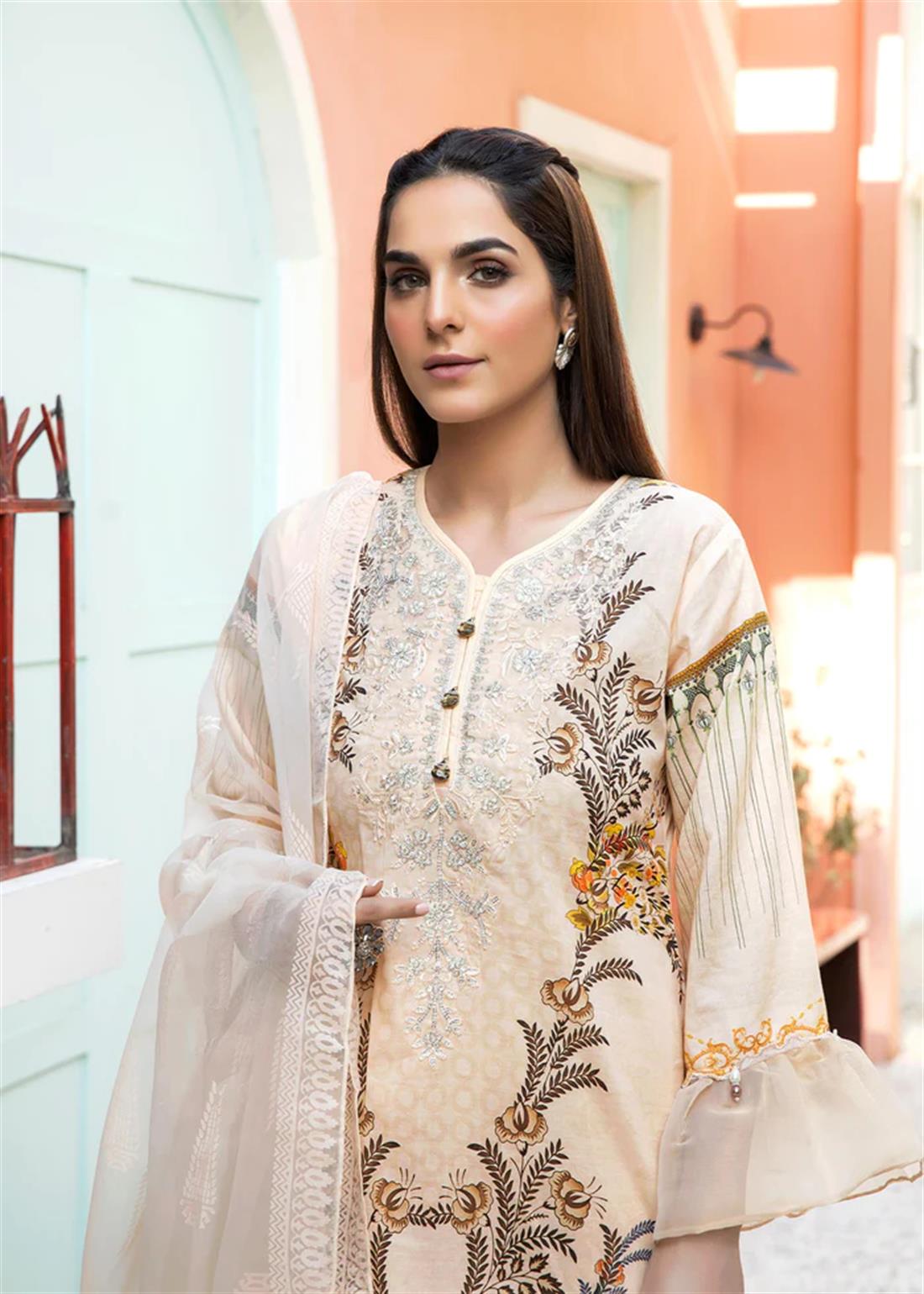 3 Piece Readymade Embroidered Salwar Suit with Dupatta