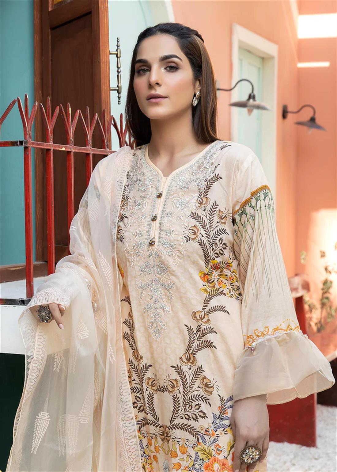 3 Piece Readymade Embroidered Salwar Suit with Dupatta
