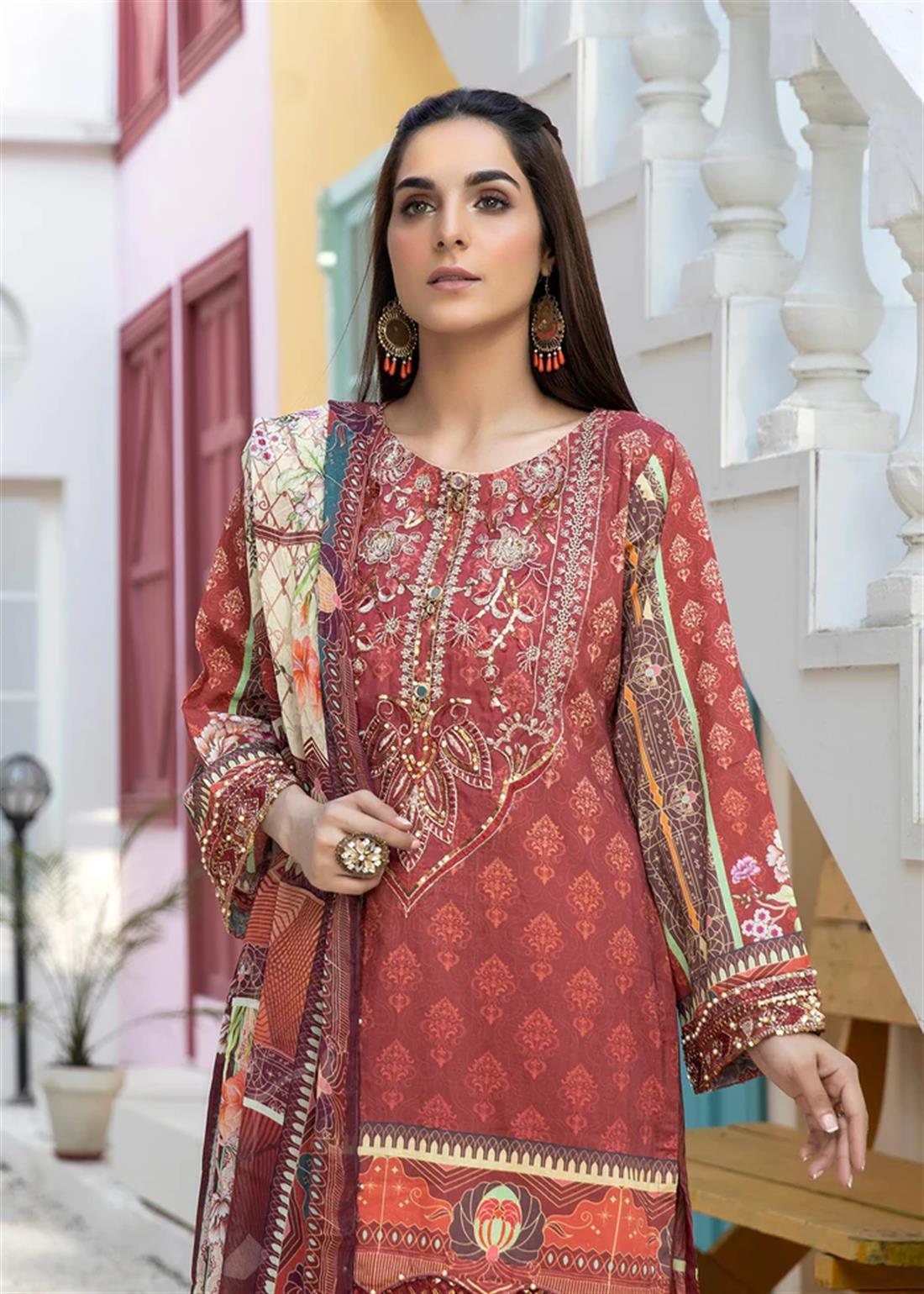 3 Piece Embroidered Salwar Kameez with Dupatta