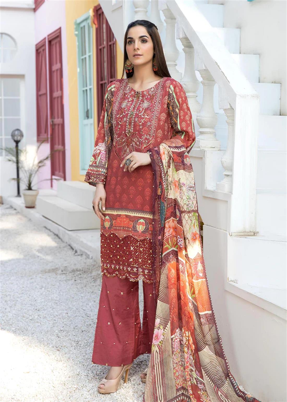 3 Piece Embroidered Salwar Kameez with Dupatta