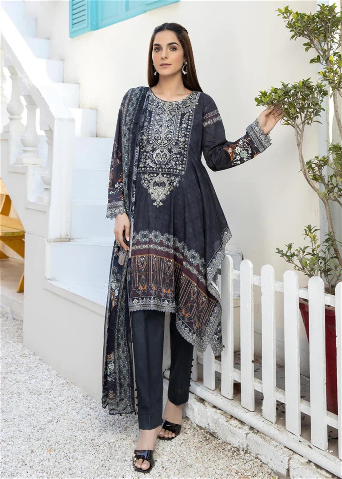 3 Piece Black Readymade Salwar Suit with Dupatta