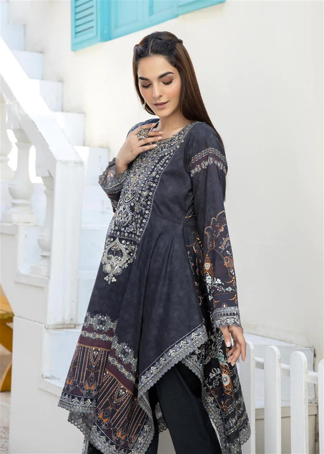 3 Piece Black Readymade Salwar Suit with Dupatta