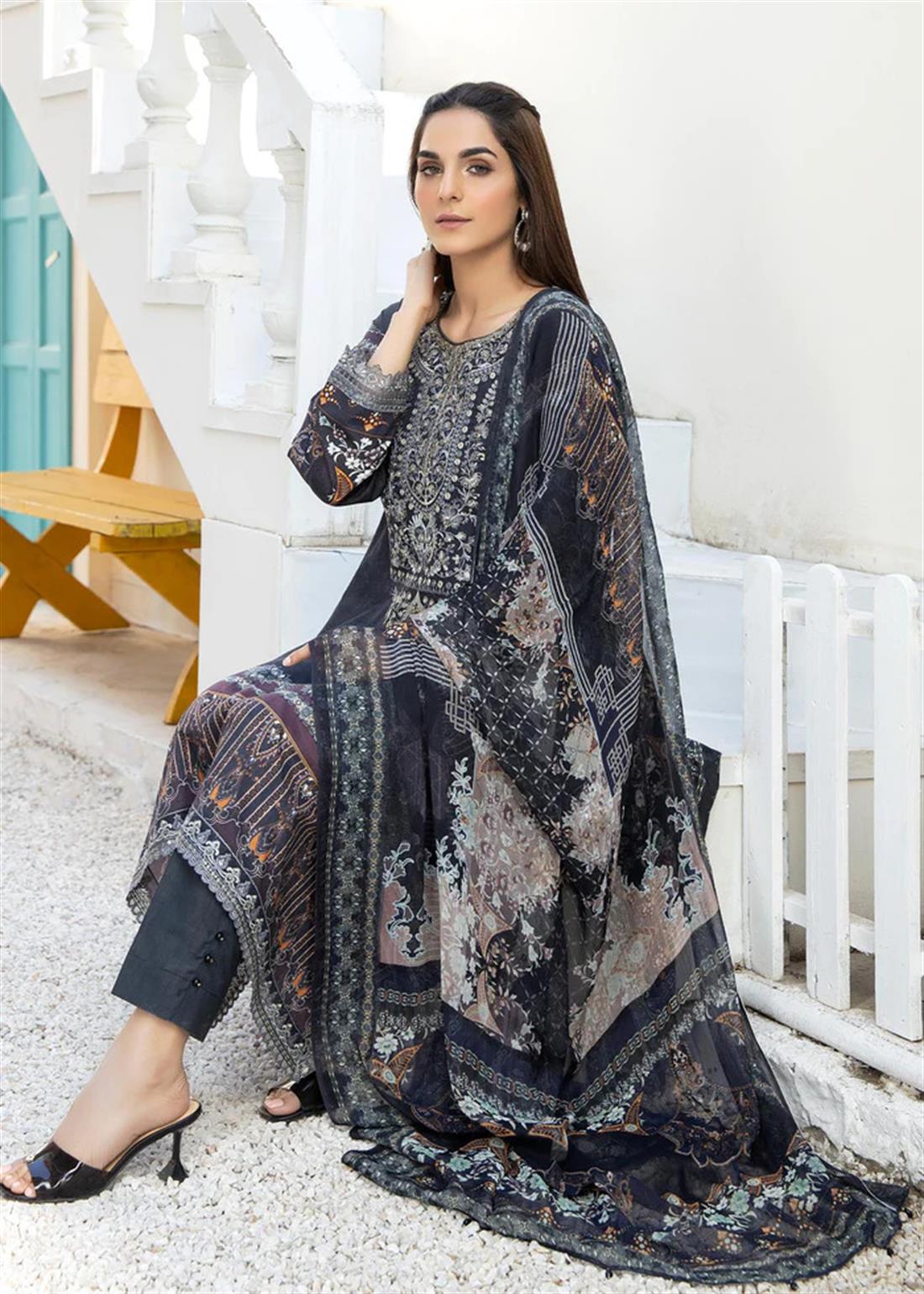 3 Piece Black Readymade Salwar Suit with Dupatta