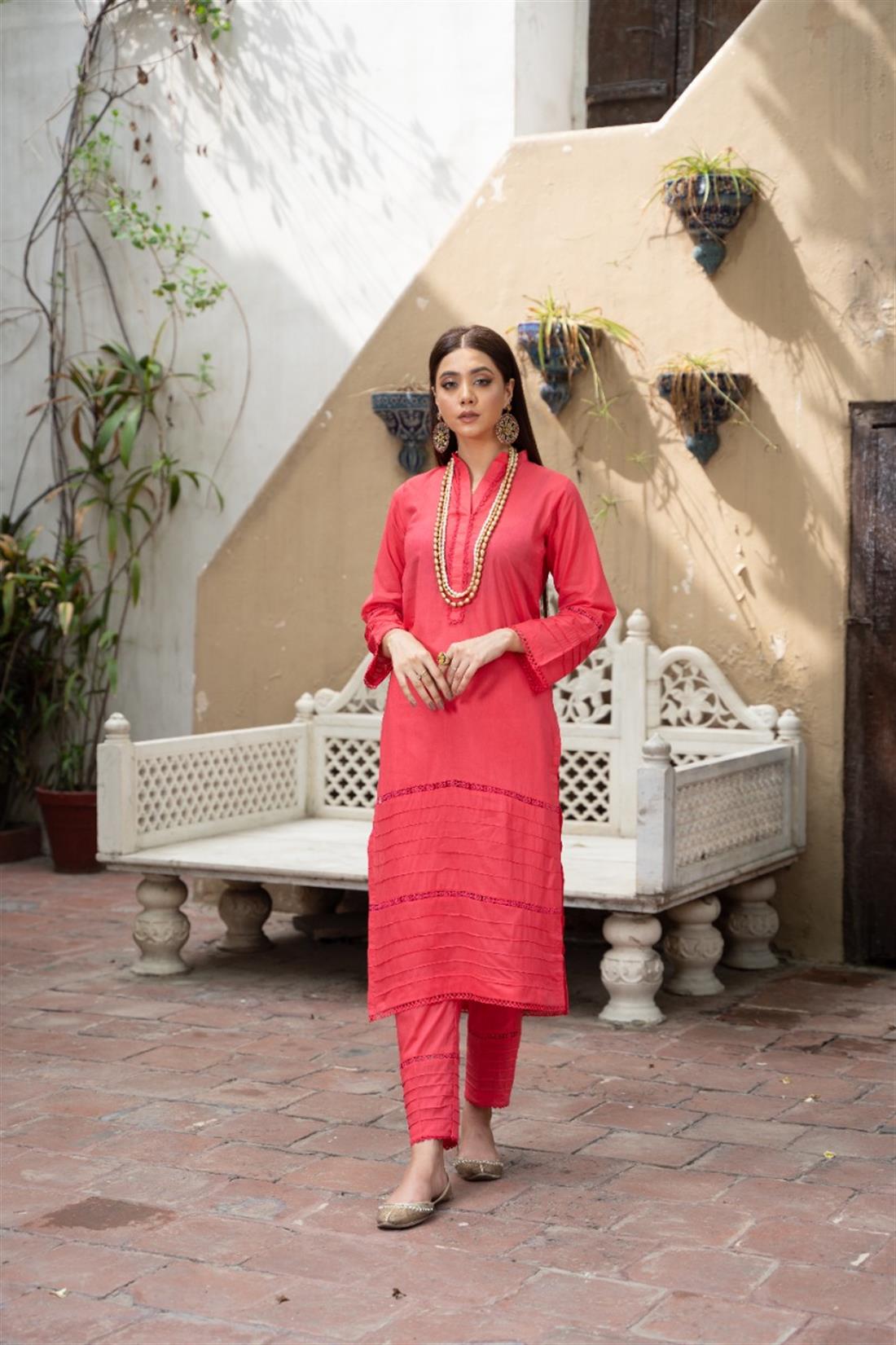 Pink Casual 2 Piece Soft Cotton Salwar Kameez