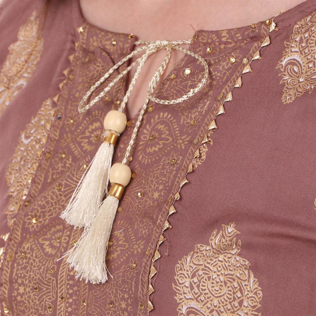 Dusty Pink & White Dusty/White 3 Piece Rayon Kameez with Gharara