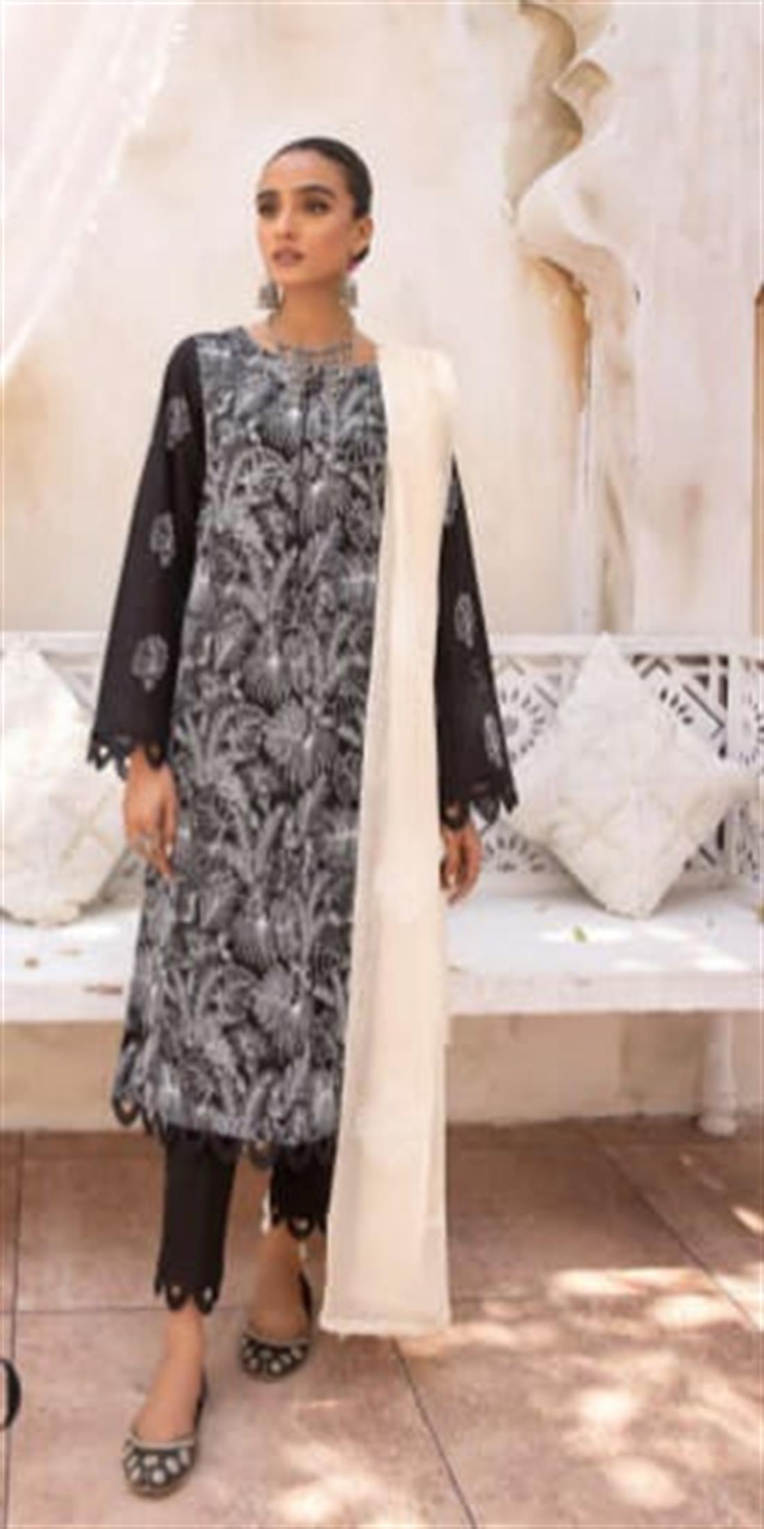 Black Cotton Salwar Suit with Embroidery Work