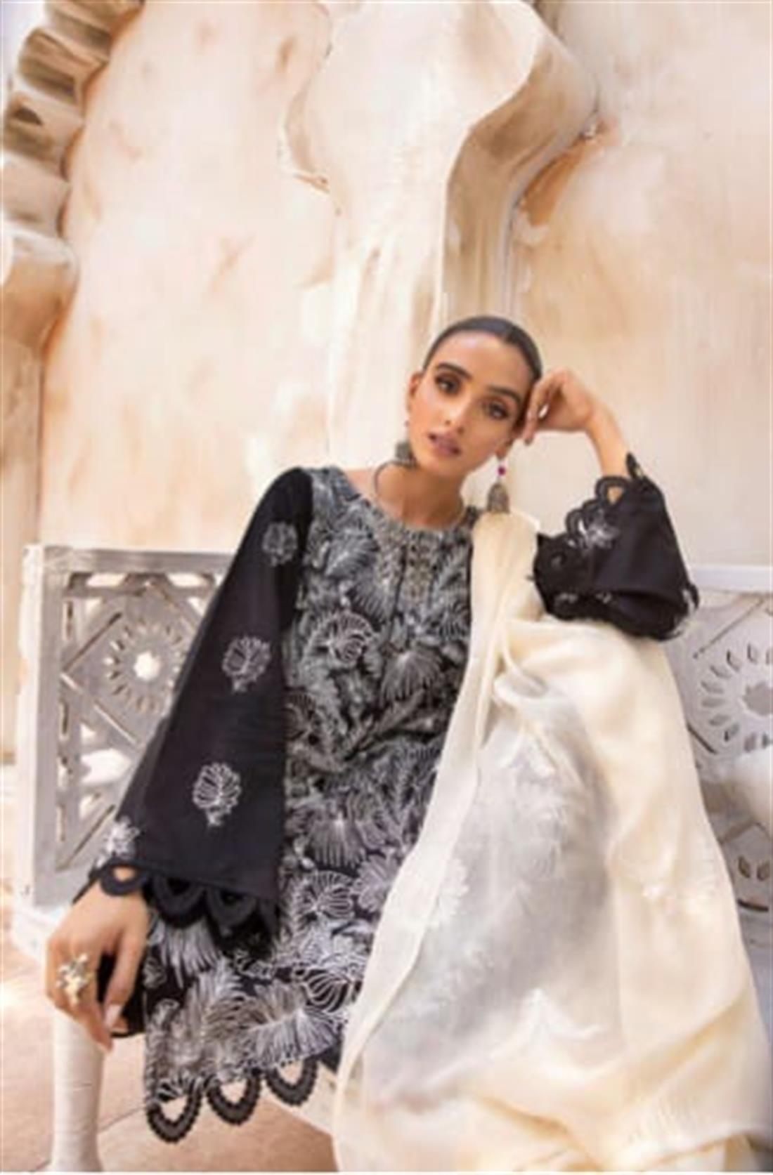 Black Cotton Salwar Suit with Embroidery Work