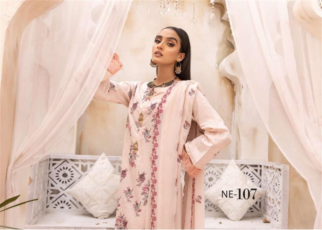 Baby Pink 3 Piece Cotton Embroidered Salwar Suit