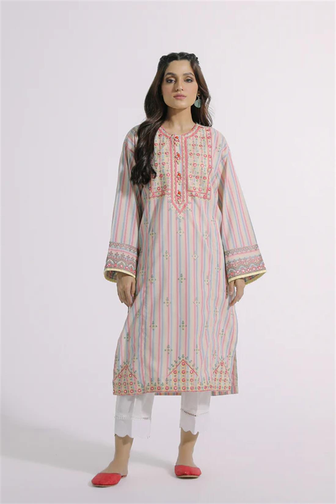 Blush Coral Embroidered Cotton Ethnic Designer Ladies Ready to Wear Suits