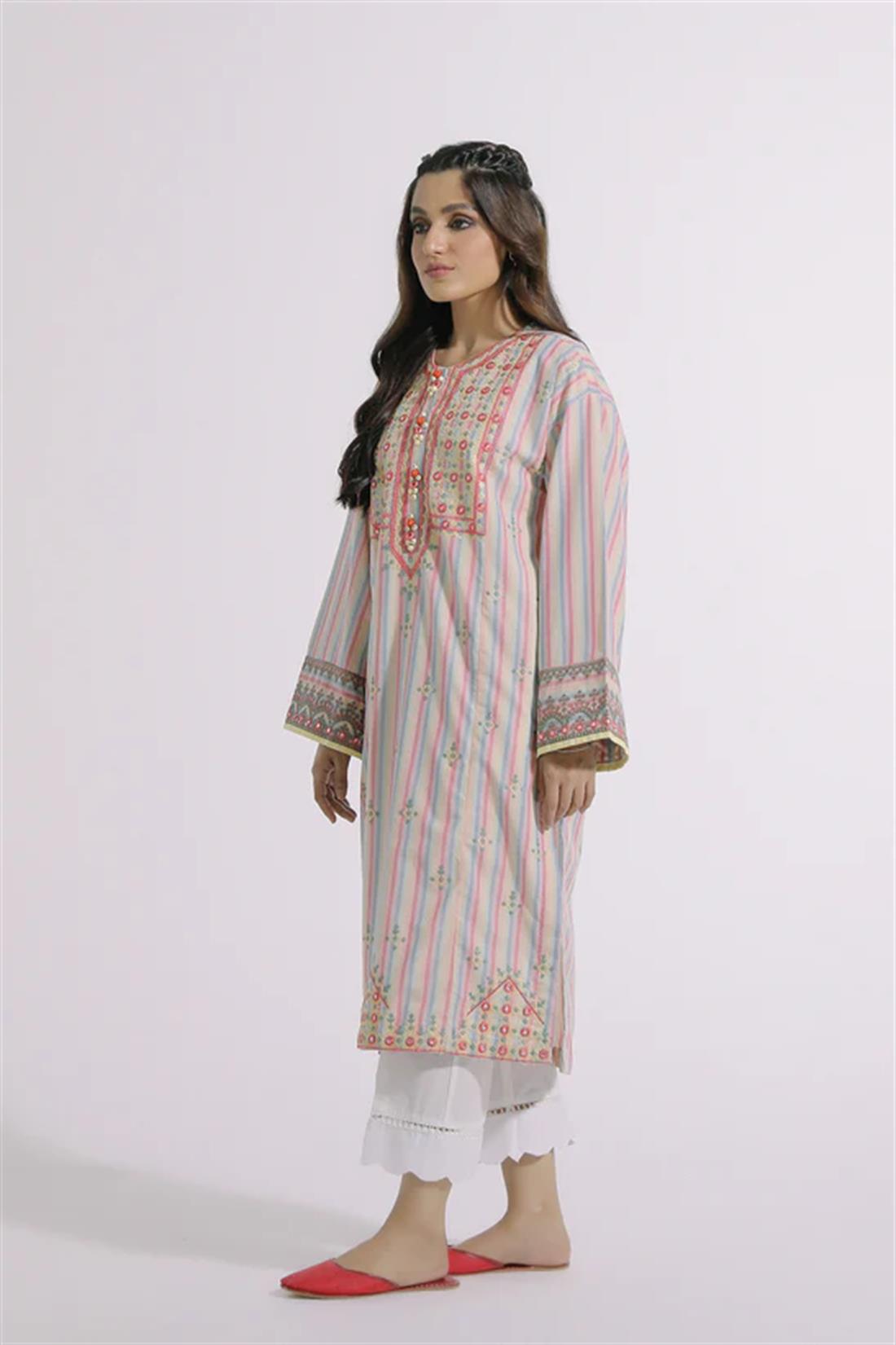 Blush Coral Embroidered Cotton Ethnic Designer Ladies Ready to Wear Suits