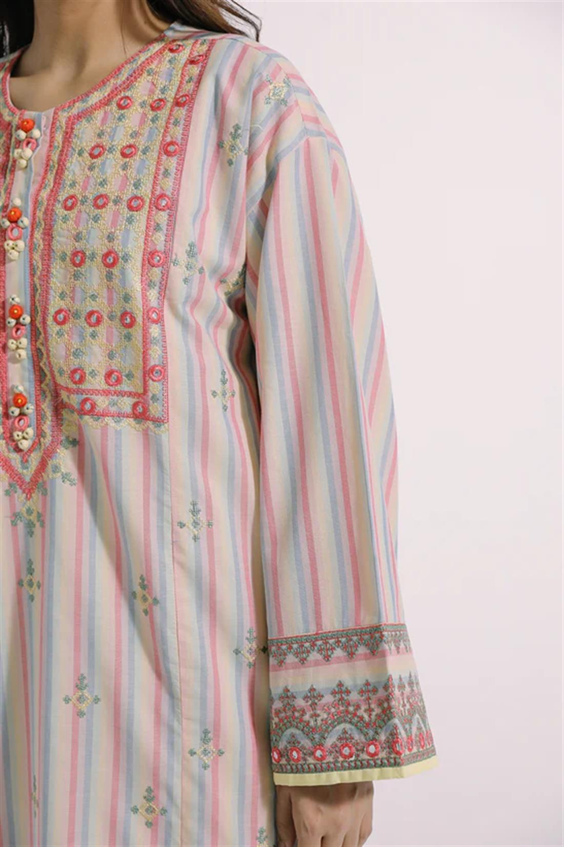 Blush Coral Embroidered Cotton Ethnic Designer Ladies Ready to Wear Suits