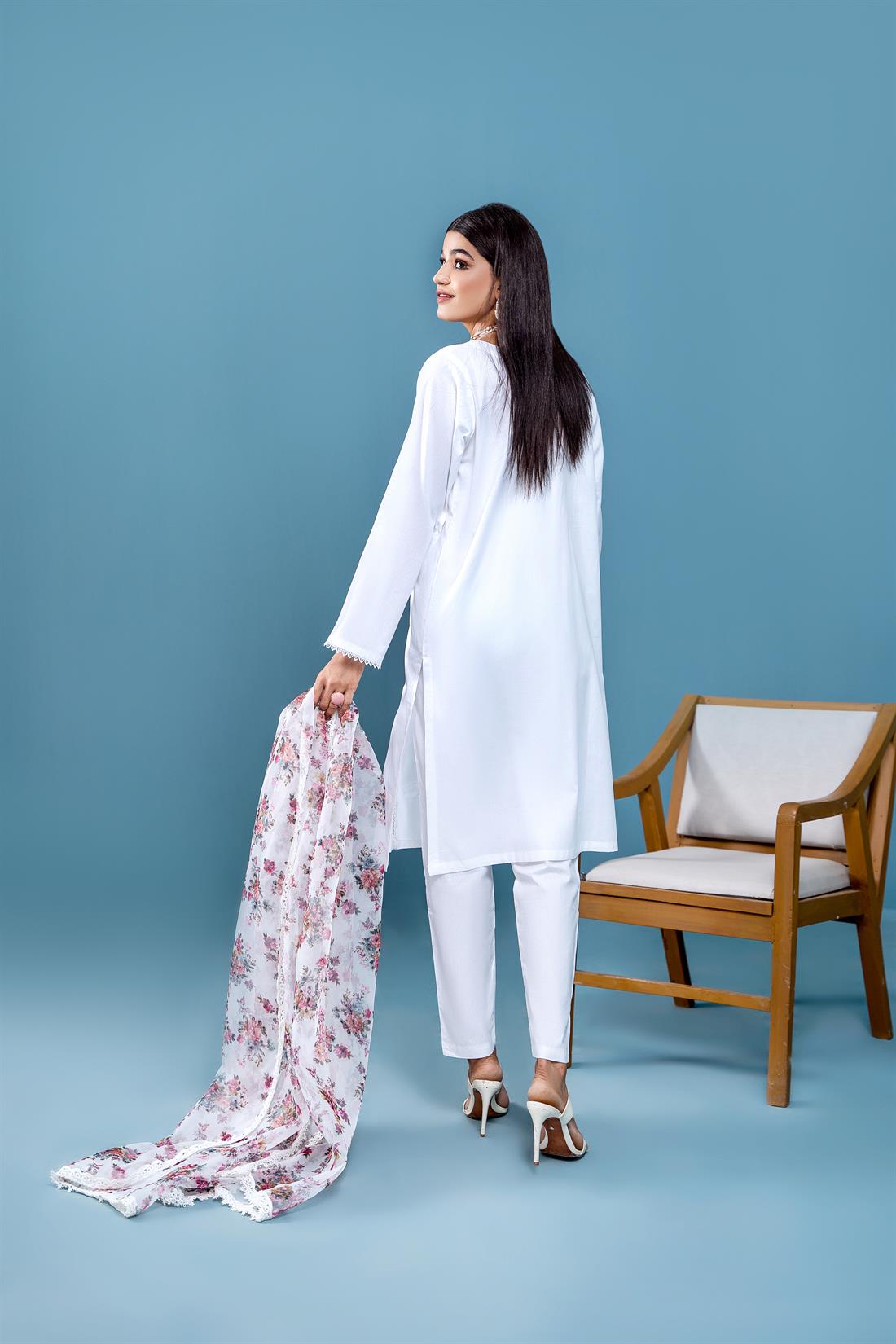 White Organza Ladies Readymade