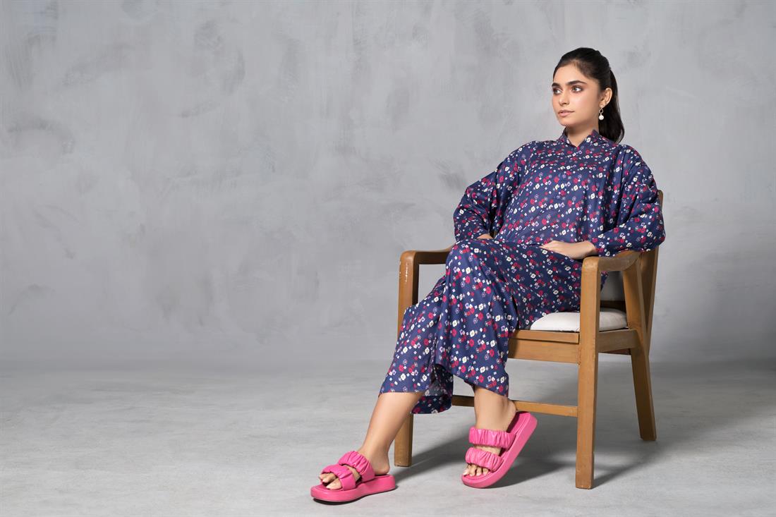 Purple Printed Cotton Shirt with Matching Trouser
