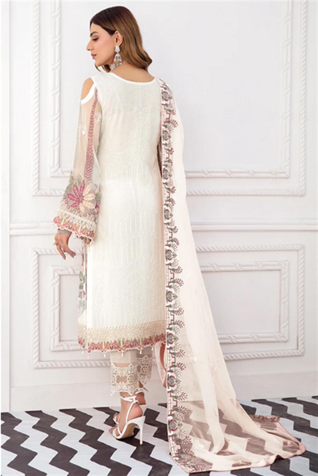 Off White Sequinned Rangoon by Ramsha Stitched Luxury Chiffon Suit