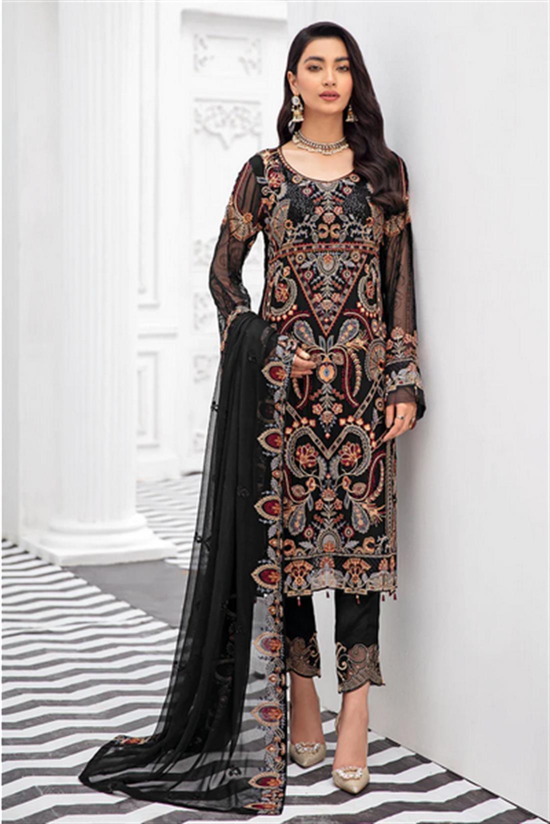 Black Sequinned Chiffon Ladies Readymade