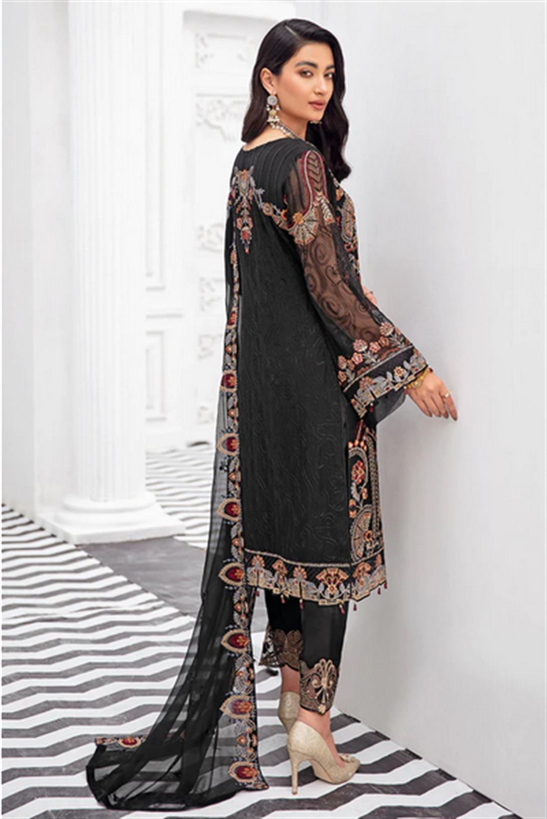 Black Sequinned Chiffon Ladies Readymade