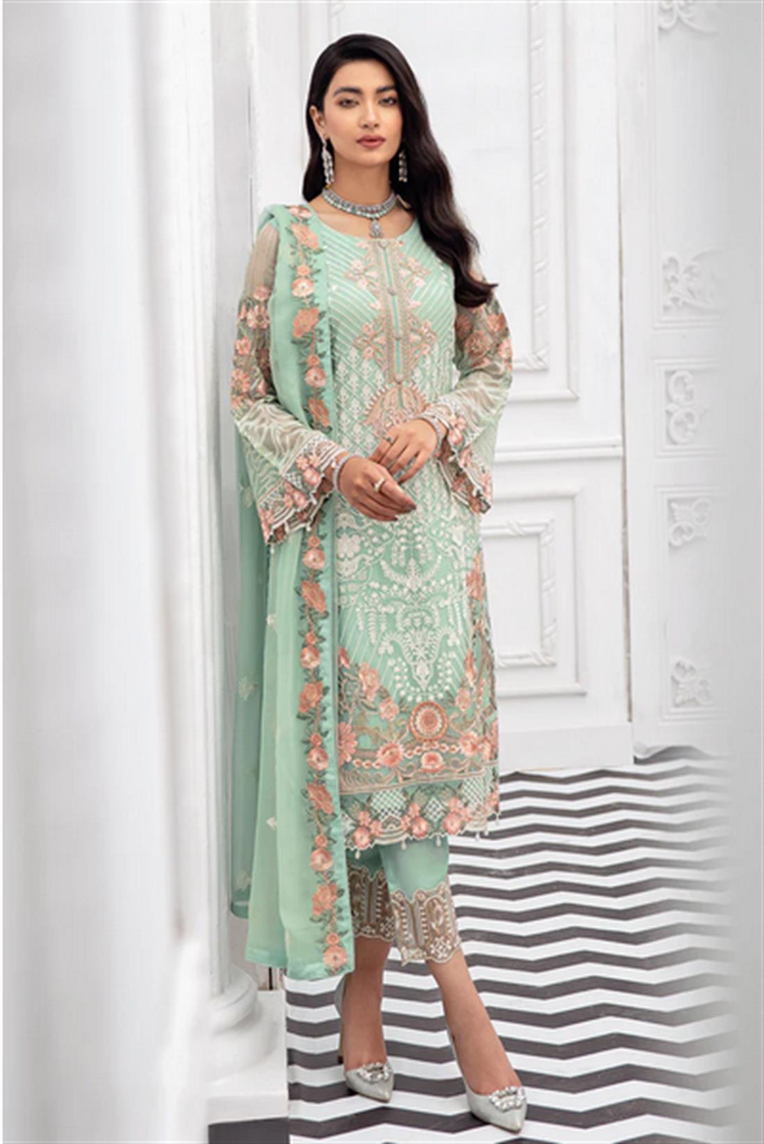 Mint Sequinned Chiffon Ladies Readymade
