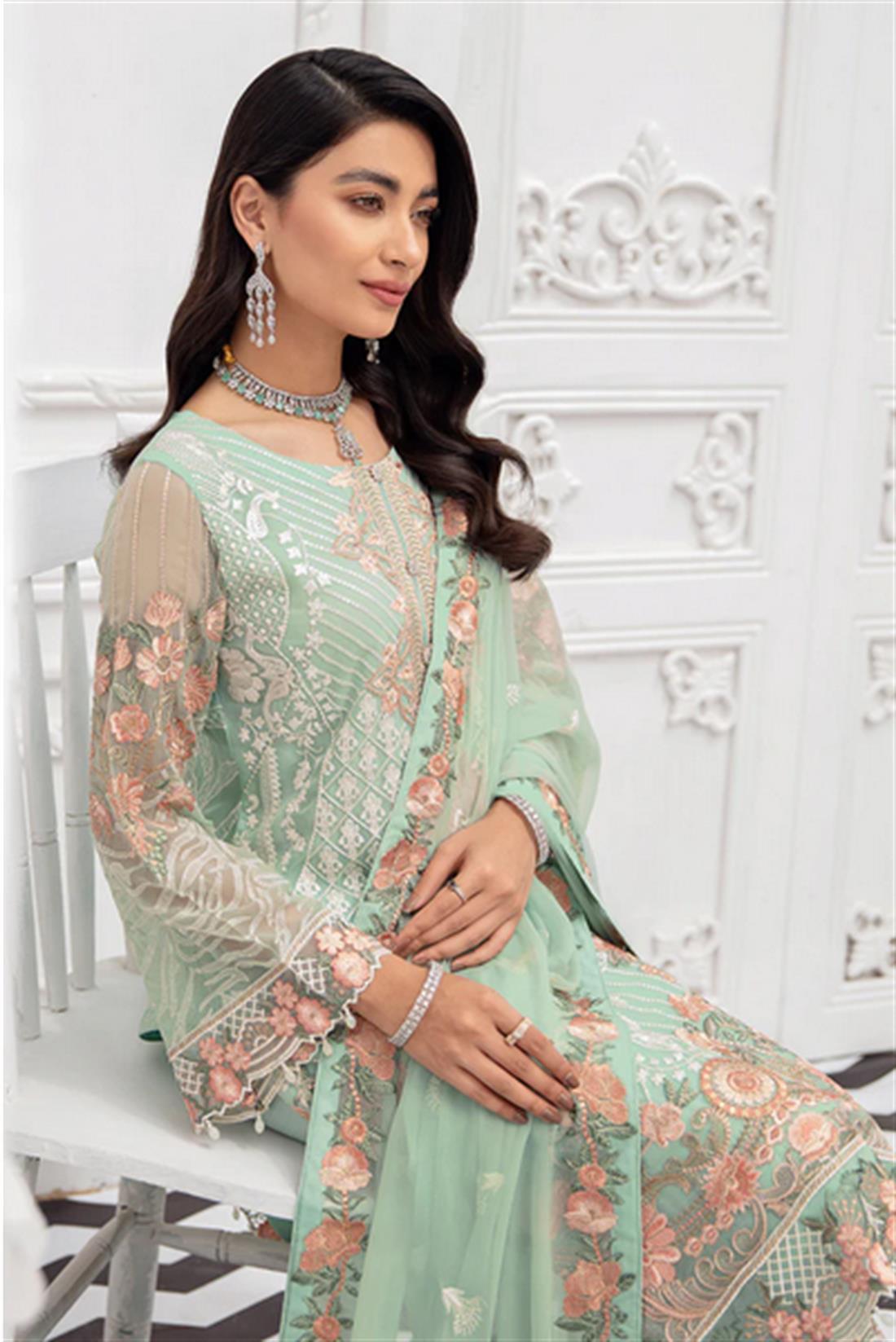 Mint Sequinned Chiffon Ladies Readymade