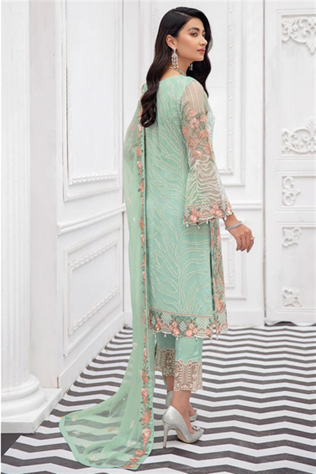 Mint Sequinned Chiffon Ladies Readymade