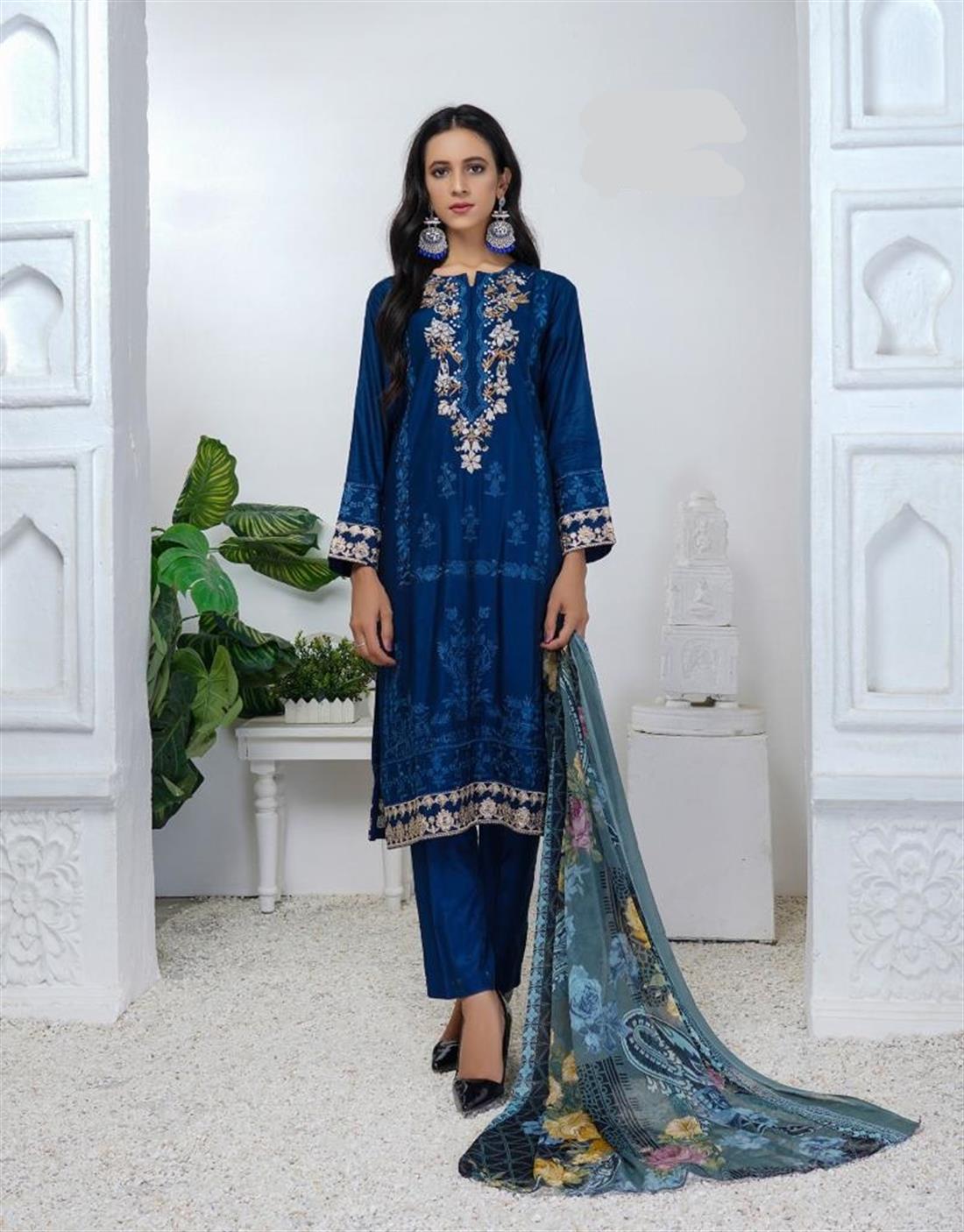 Zinc Digital Print Linen Salwar Suit with Chiffon Dupatta