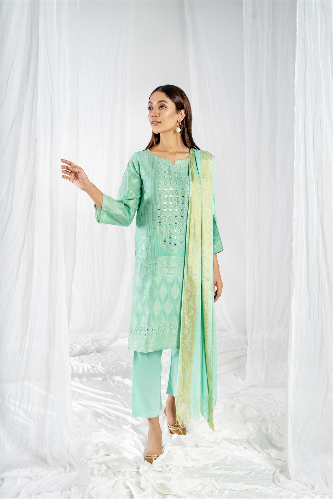 Mint Printed Jacquard Ladies Readymade
