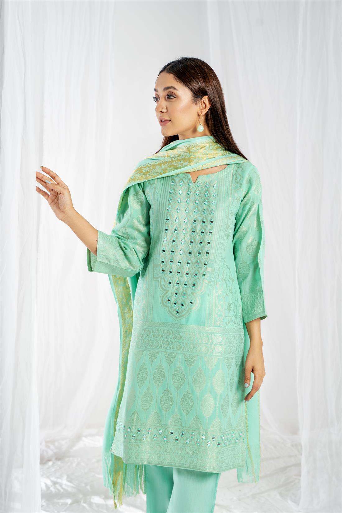 Mint Printed Jacquard Ladies Readymade