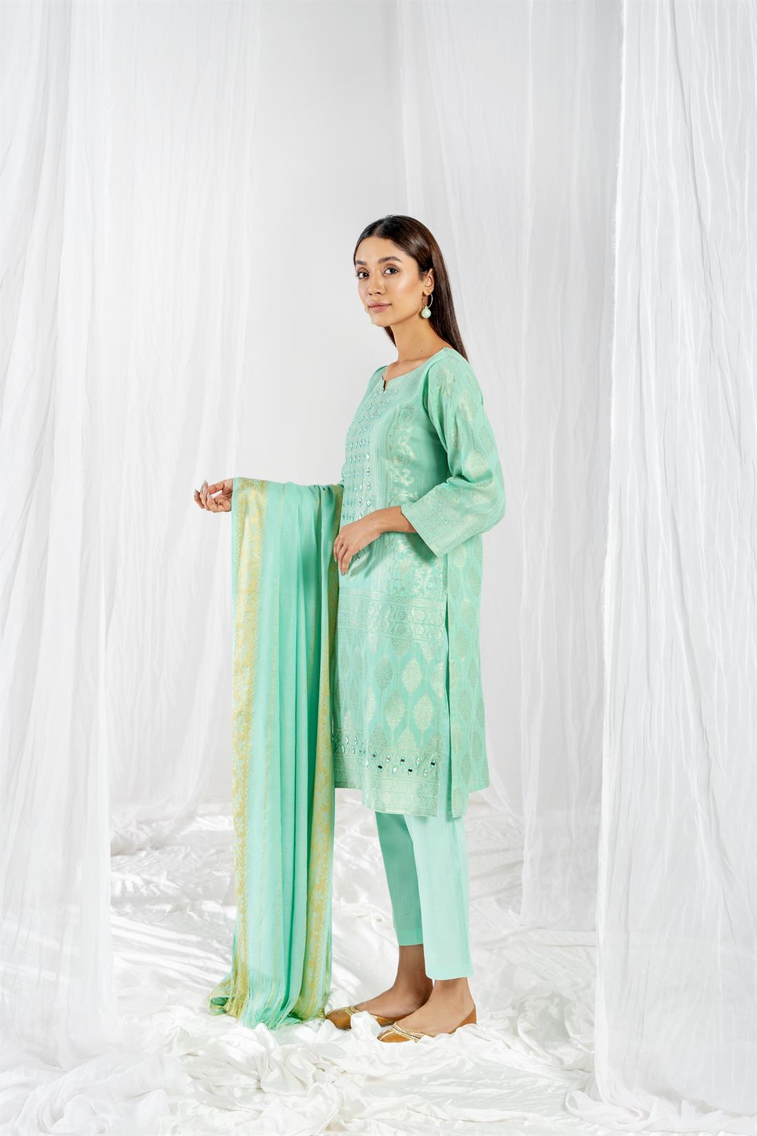 Mint Printed Jacquard Ladies Readymade