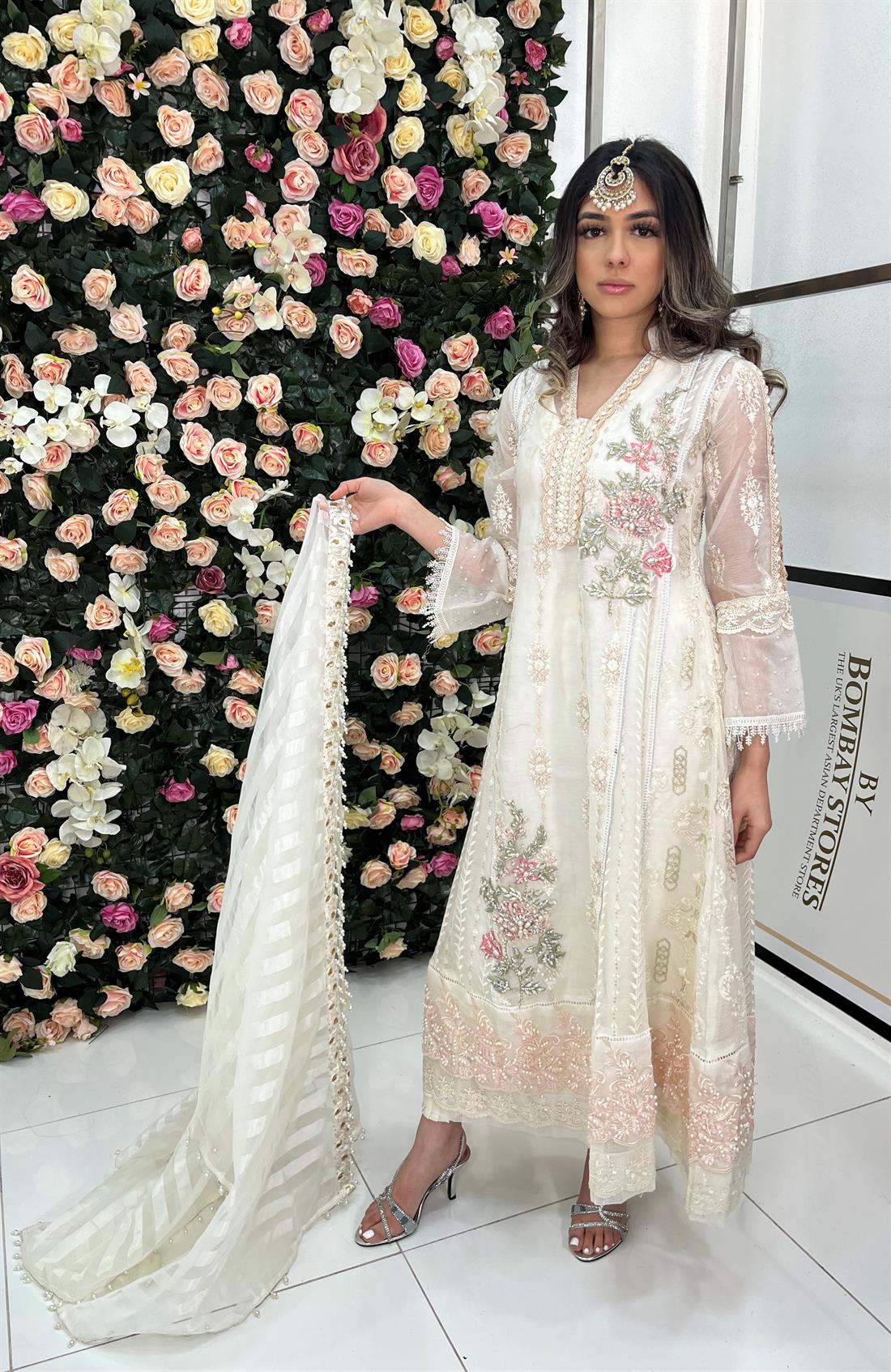 Ivory Embroidered Raw Silk Angrakha 3 Piece Suit