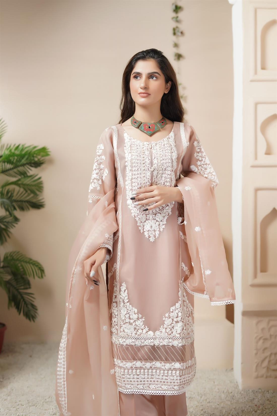 Light Pink Chiffon 3 Piece Suit