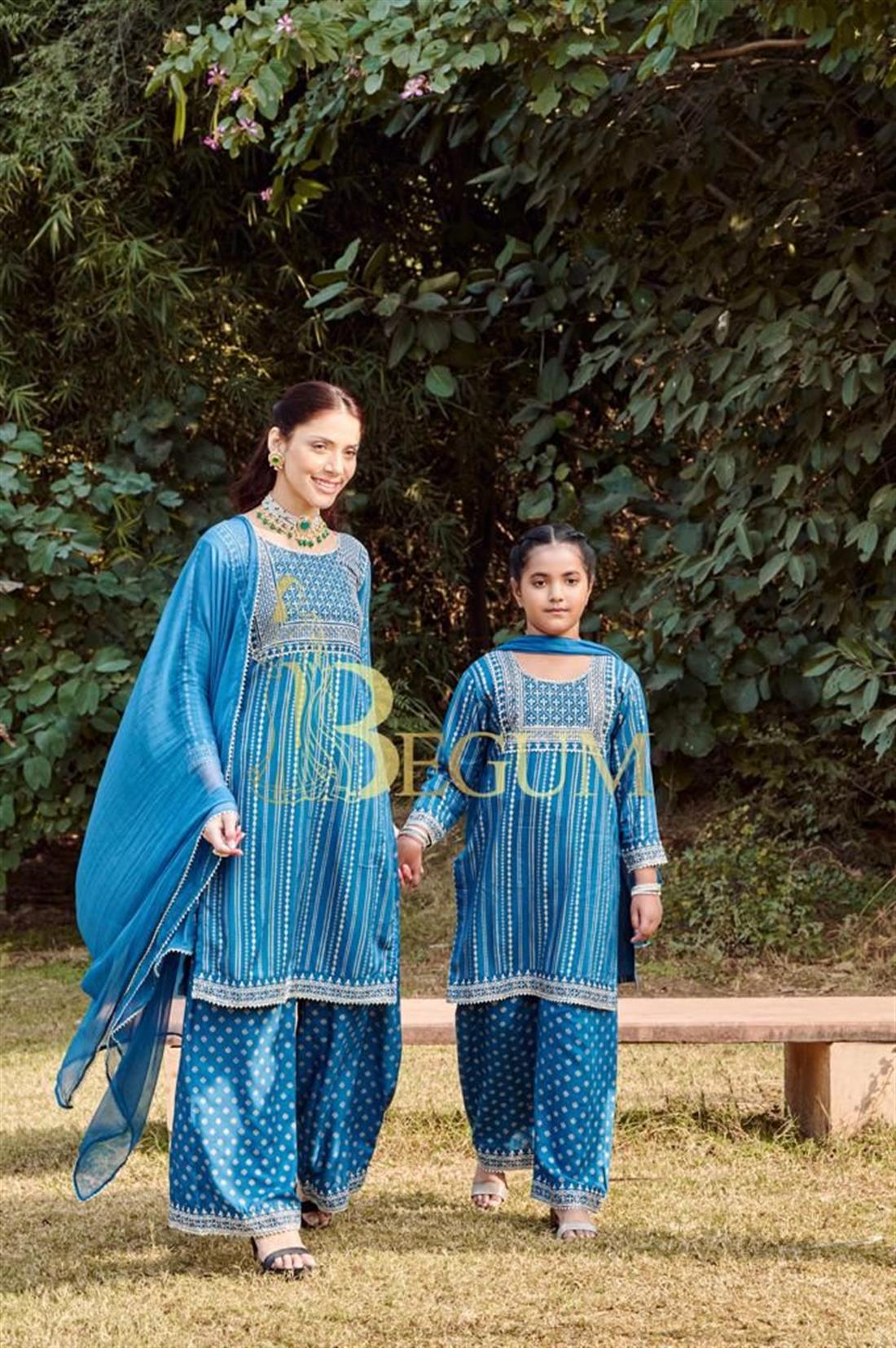 Blue & Teal Beautiful Mother and Daughter Collection