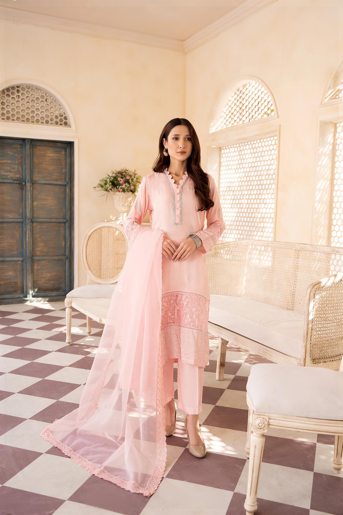 Pink Printed Organza Zoya Collections