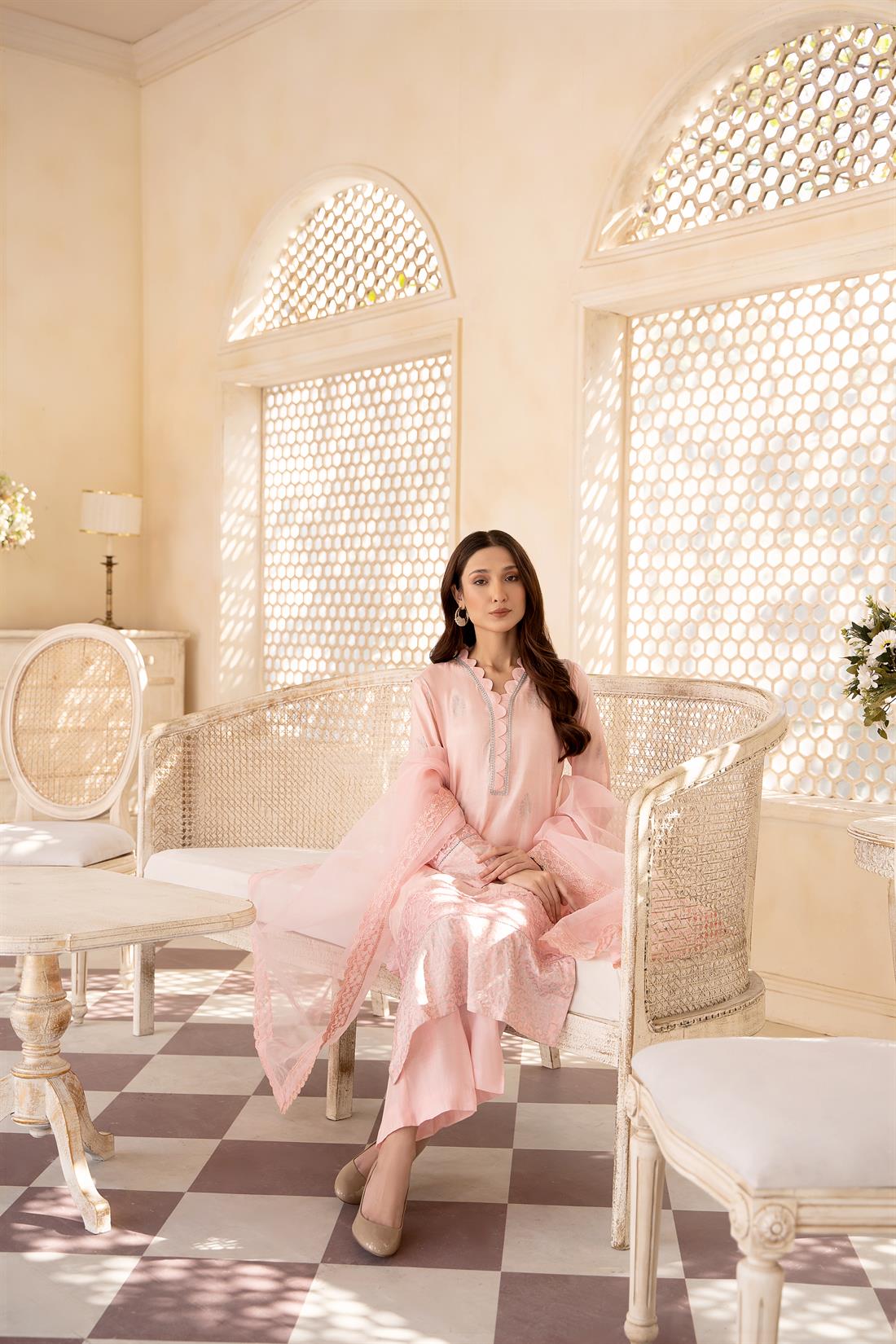 Pink Printed Organza Zoya Collections