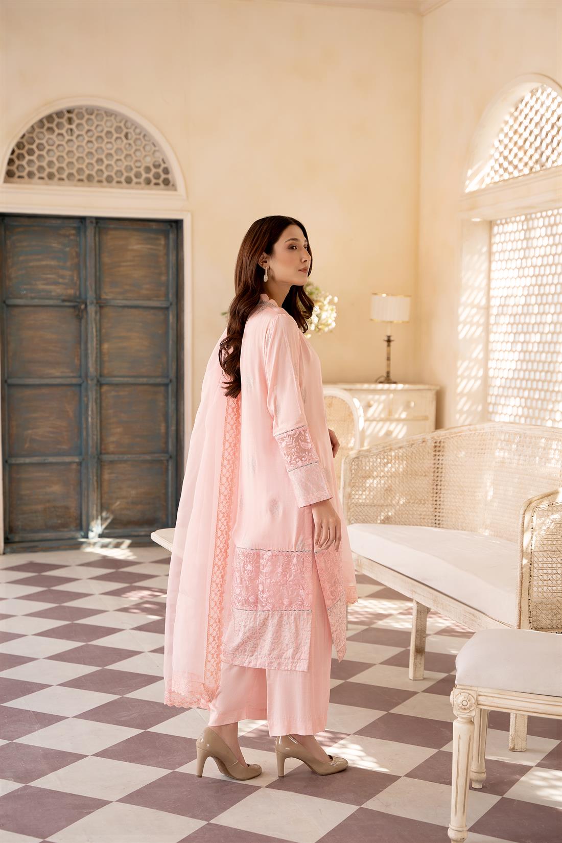 Pink Printed Organza Zoya Collections