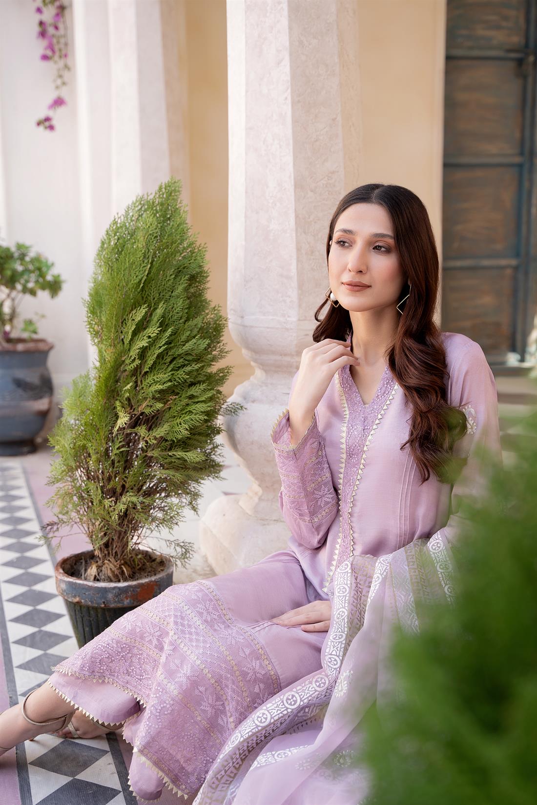 Lilac Printed Organza Zoya Collections