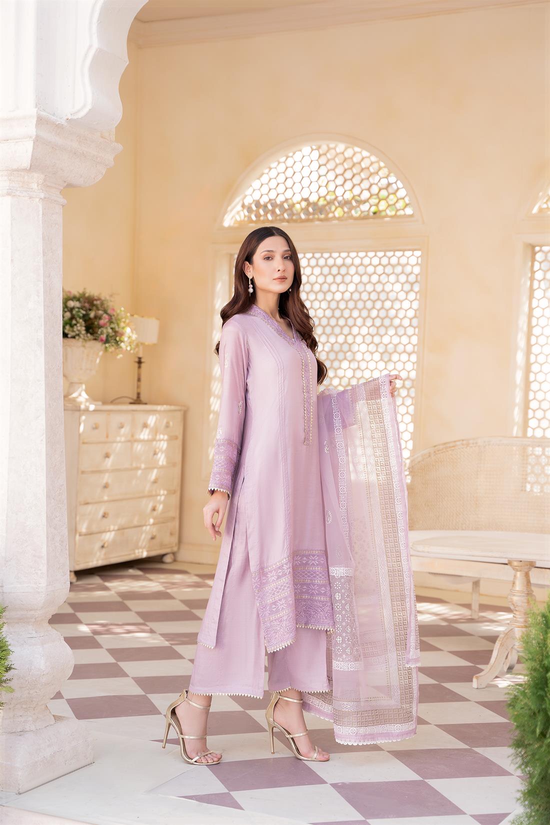 Lilac Printed Organza Zoya Collections
