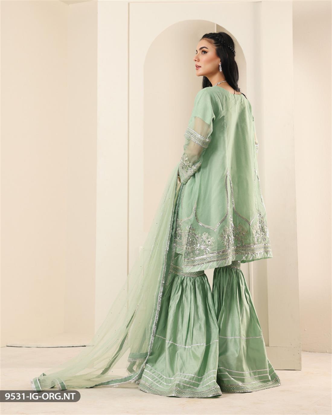 Mint G Embroidered Organza Frock Ladies Readymade