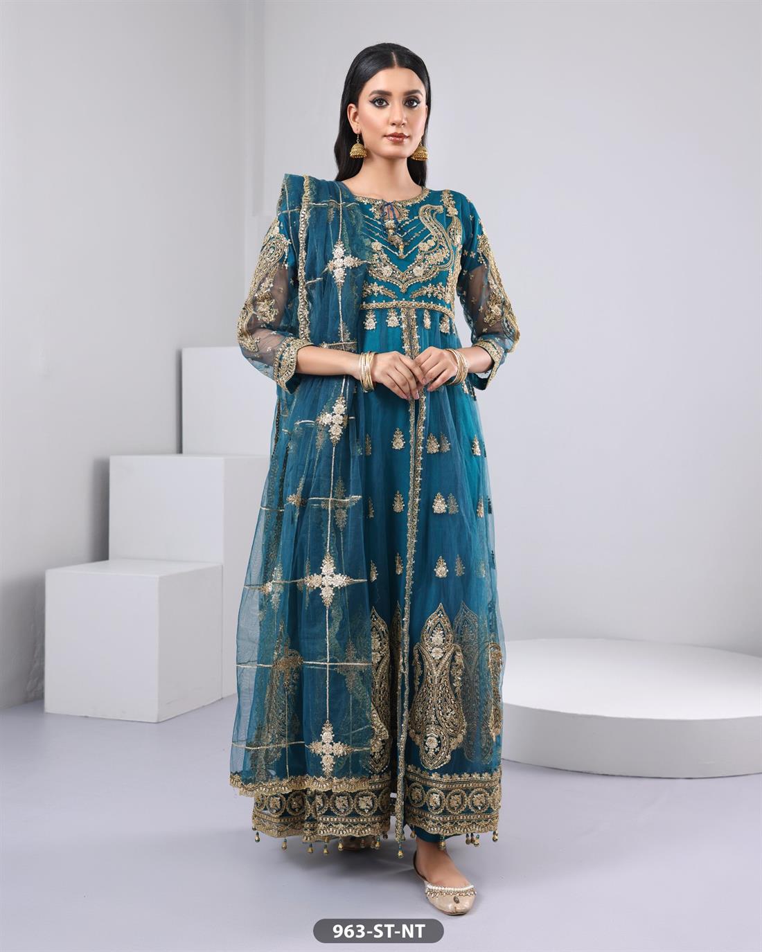 Zinc Embroidered Net Maxi Ladies Readymade