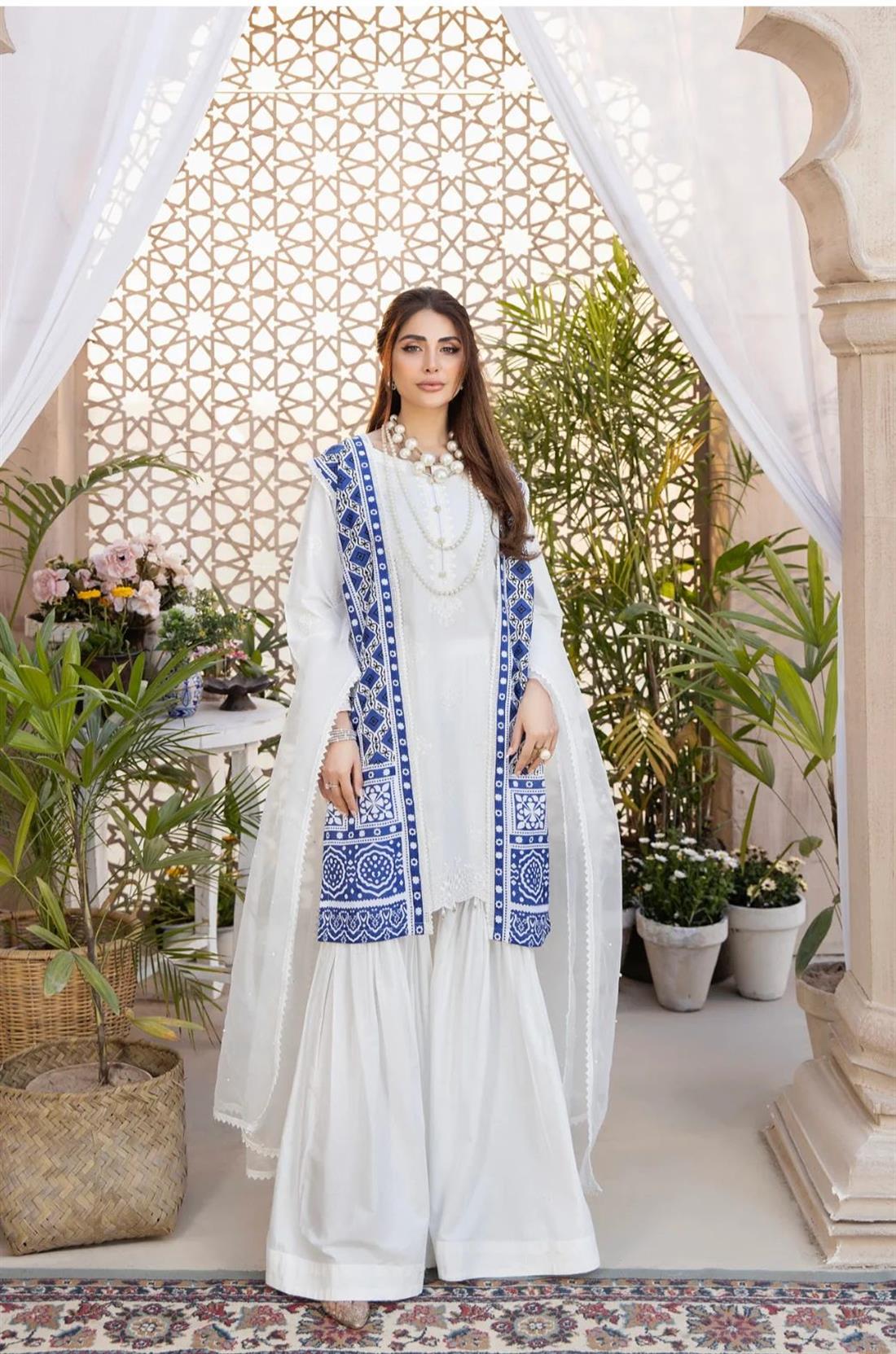 White Embroidered Lawn Ladies Readymade