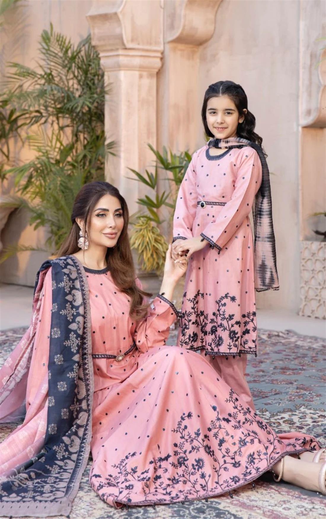 Dusty Pink Embroidered Lawn Ladies Readymade