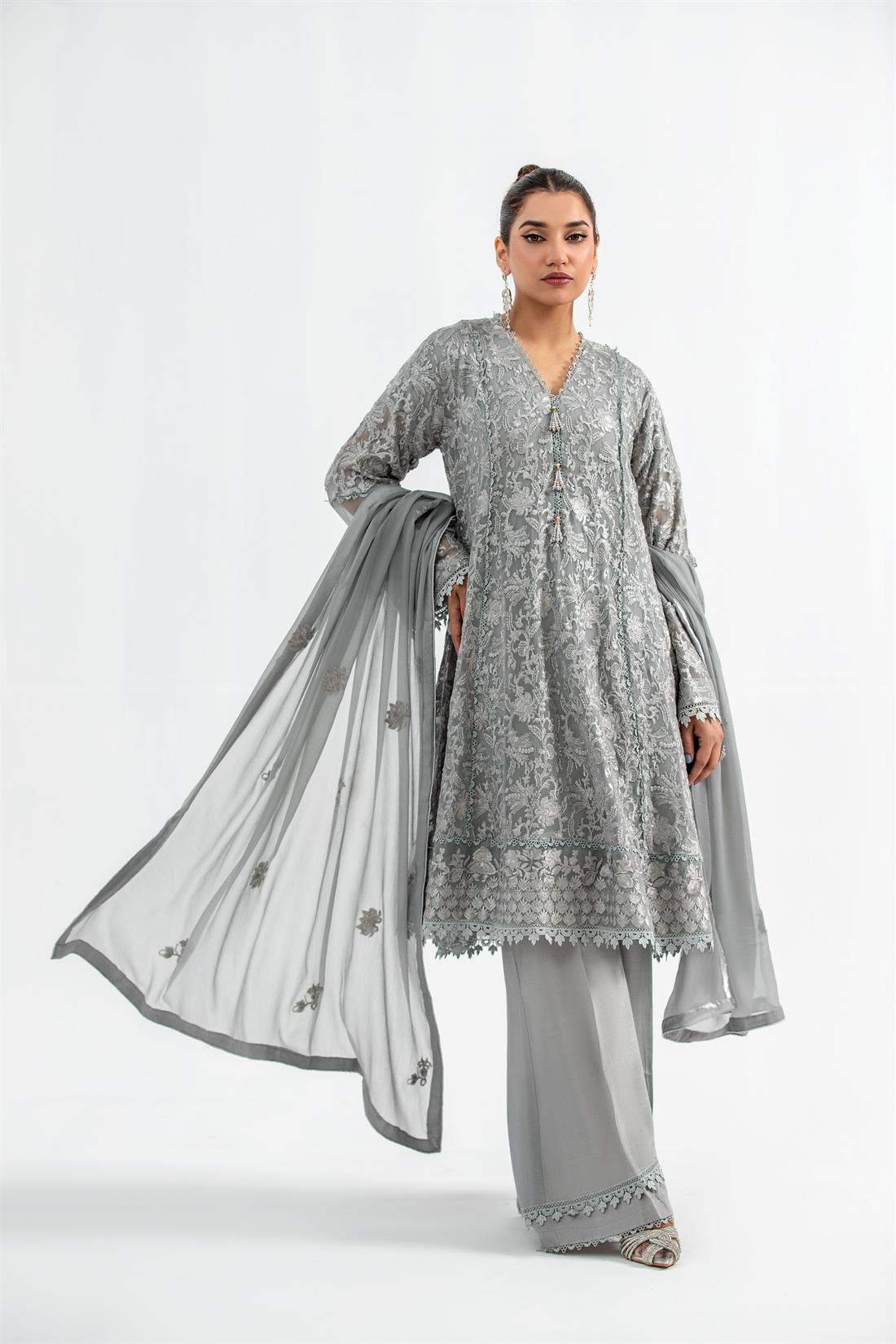 Grey Frock Ladies Readymade