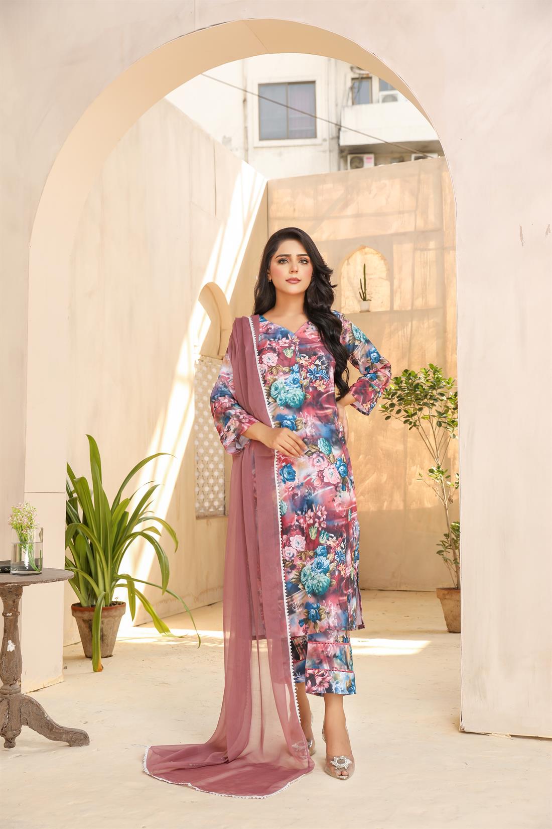 Multicolour Printed Chiffon Ladies Readymade