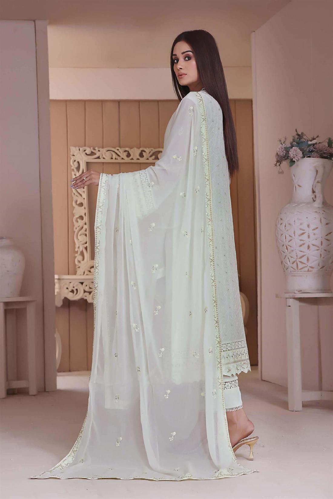 Light Mint Embroidered Raw Silk Luxury Pret 3 Piece Handwork Chiffon Dresses