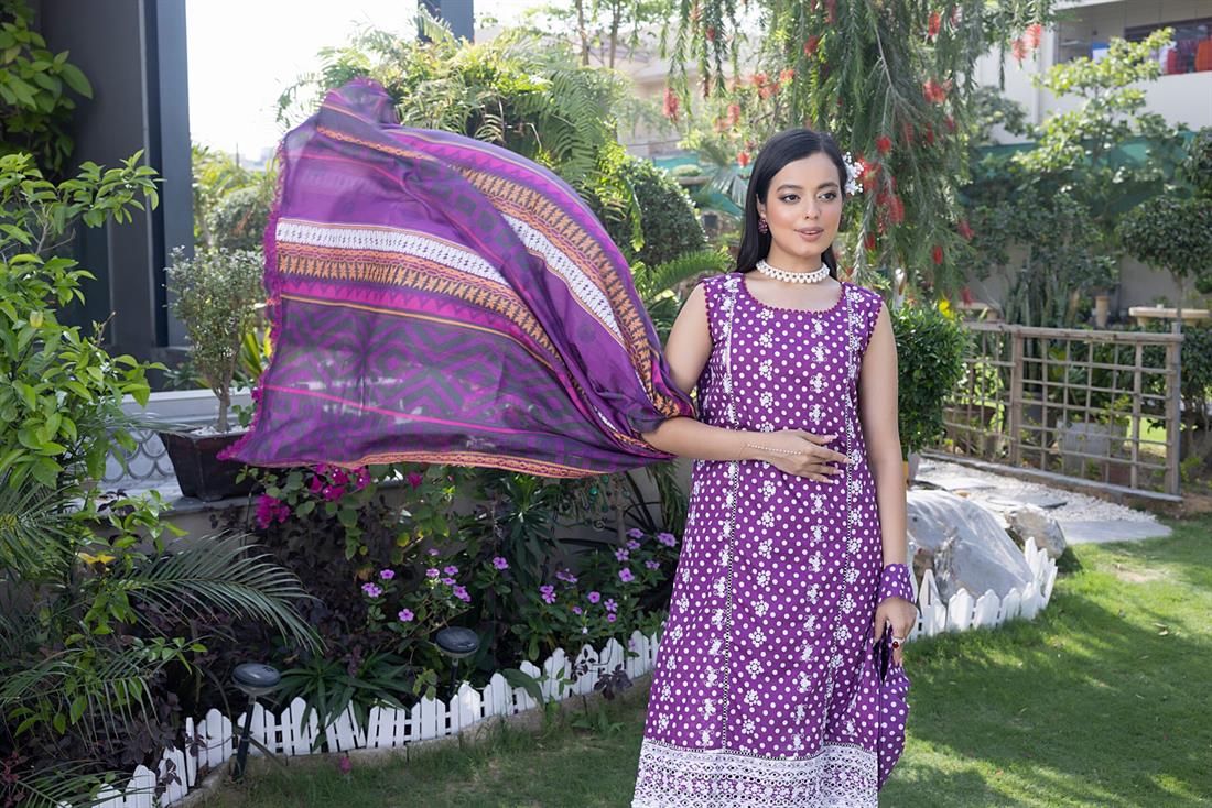 Purple Embroidered Chikankari Lawn Suits