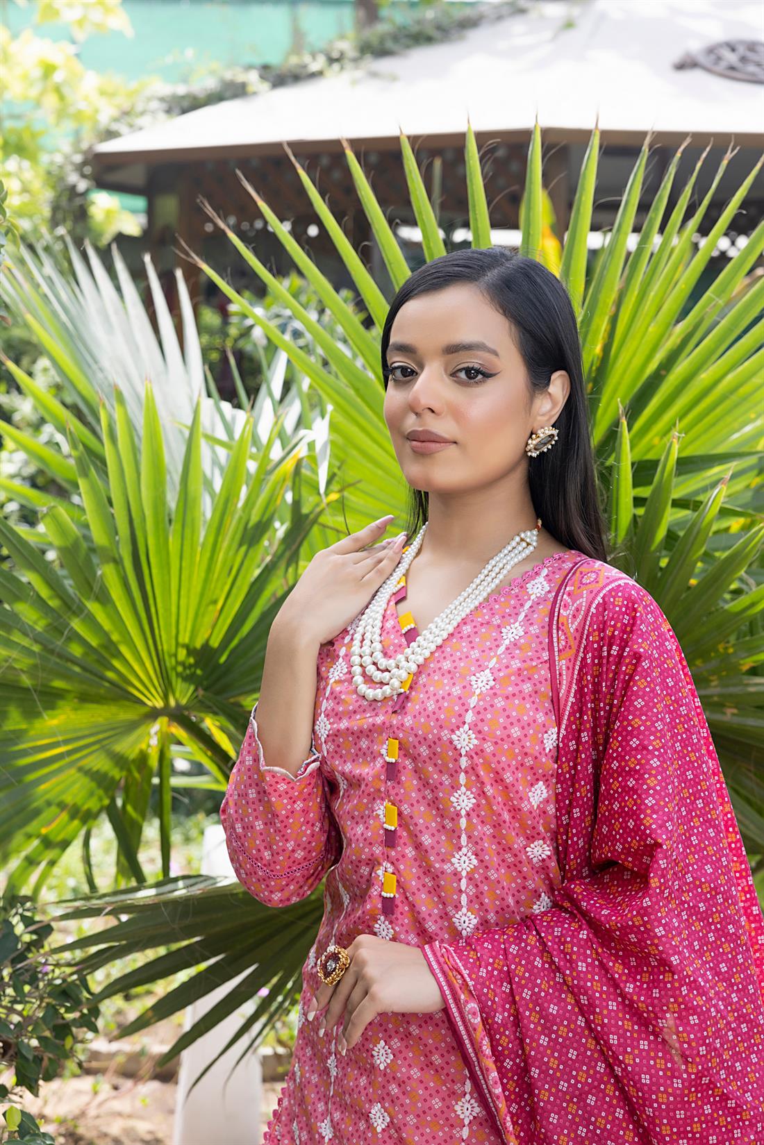 Pink Embroidered Lawn 3 Piece Suit